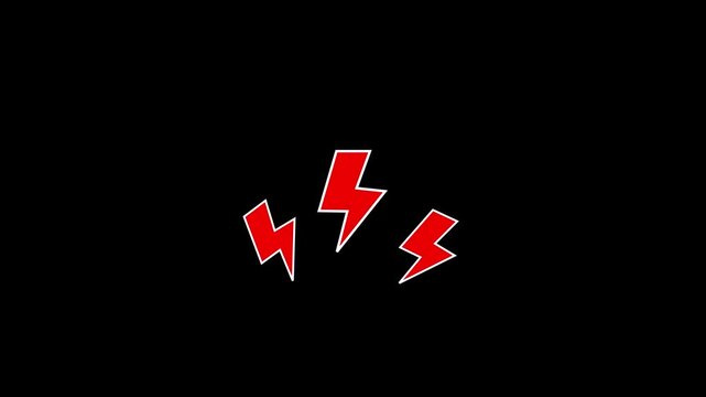 Doodle lightning energy symbol animation. lightning bolt icon on transparent background.