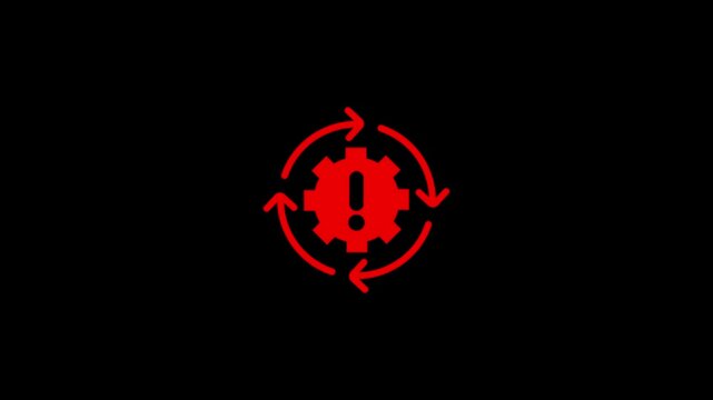 System update error warning icon with circular arrow animation. Refresh icon with a warning triangle symbol.
