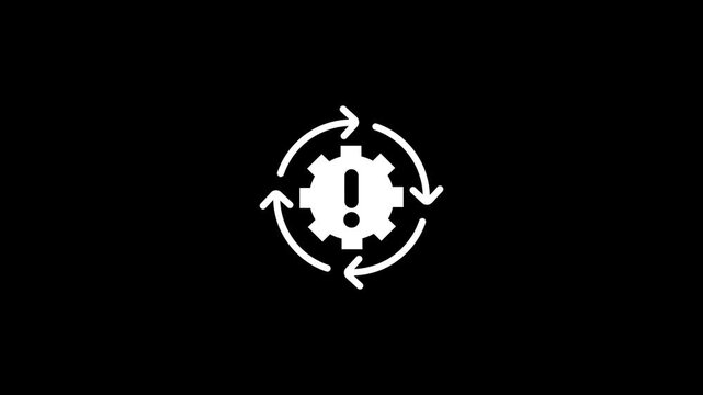 System update error warning icon with circular arrow animation. Refresh icon with a warning triangle symbol.