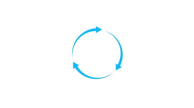Three arrows forming a circular rotation symbol. Refresh arrow icon abstract arrow refresh and recycle icon loading bar animation video.