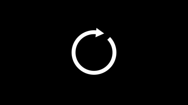Circle arrow refresh and reload icon animation with progress loading bar. Animated rotating circular arrow for loading process update and refresh.