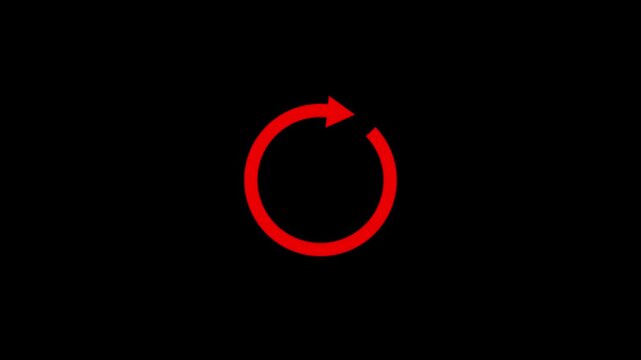 Circle arrow refresh and reload icon animation with progress loading bar. Animated rotating circular arrow for loading process update and refresh.