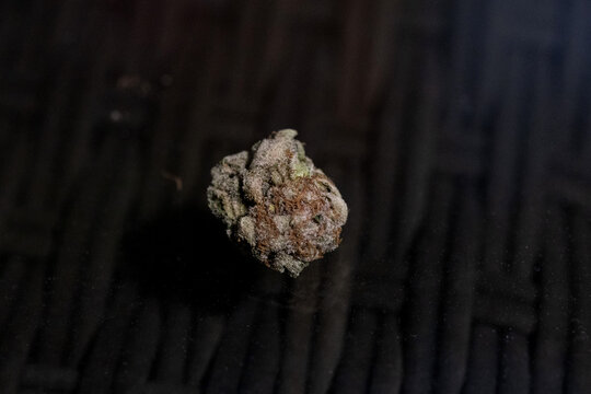 Medical cannabis bud showing rich trichome crystals