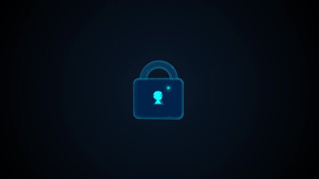 Digital lock security concept glowing icon on dark background for data protection and cyber safety