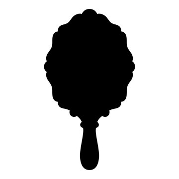 Minimalist black hand mirror vector design for modern greeting cards, branding, or social media icons