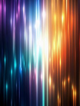 Abstract glowing vertical light streaks in vivid blue cyan orange and gold gradient background
