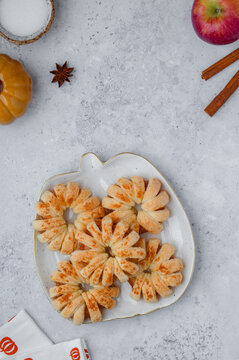 Baked apple pastries, fall treat from above with text area