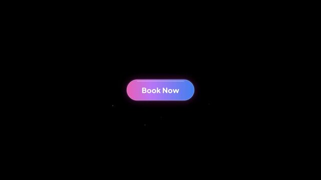 Glowing pink and blue gradient Book Now pill button graphic interface element on black background