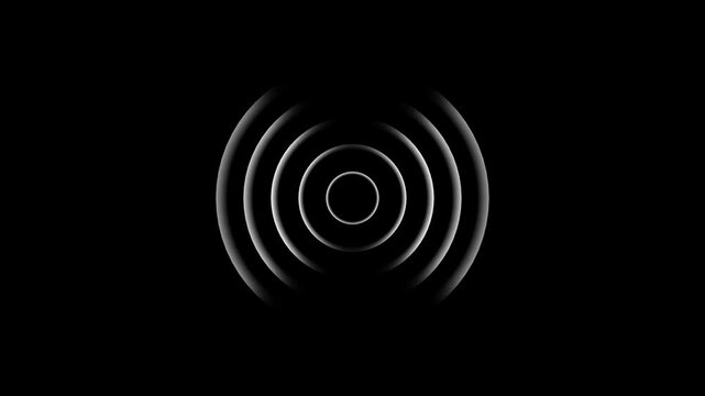 White light wave radio diffusion. black background. Digital radio waves 4k motion graphic animation.