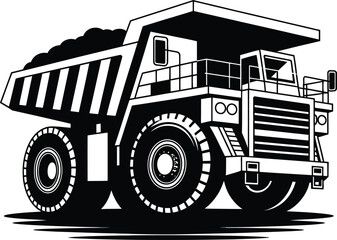 Heavy Duty Mining Dump Truck Icon On White Background vector illustration © MDHARUNAR