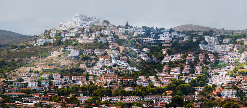 Hillside Mediterranean Village White Houses Mediterranean Landscape