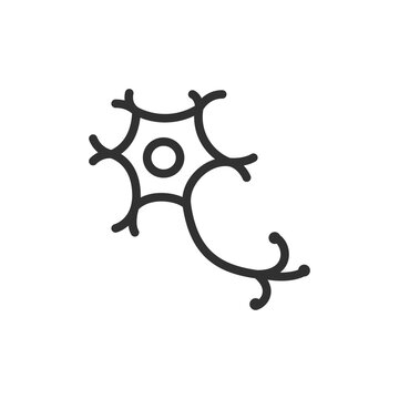 Neuron, linear icon. Nerve cell, neural signaling and neuroscience. Line with editable stroke