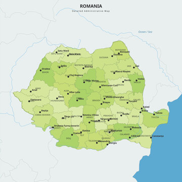 Detailed administrative map of romania