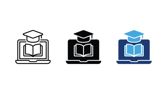 Online education icons vector set