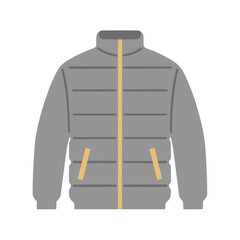Gray puffer jacket with yellow zipper © EKA