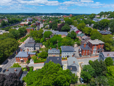 Historic residential houses on Bowen Street in College Hill district in Providence, Rhode Island RI, USA. 