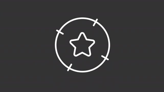 Animated goal aim white line icon. Business target setting outline animation. Defining actionable objectives. Transform aspirations into roadmaps. Dark mode linear motion graphic loop