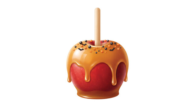 Halloween Caramel Apple Gourmet Spooky Candy Vector Icon