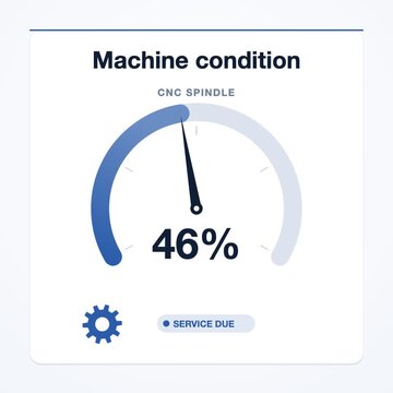 Industrial blue and white machine condition gauge animation, gradient flat design industry 4.0 motion graphic, square 1:1