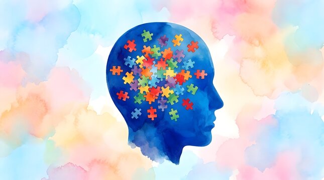 human head with colorful abstract background