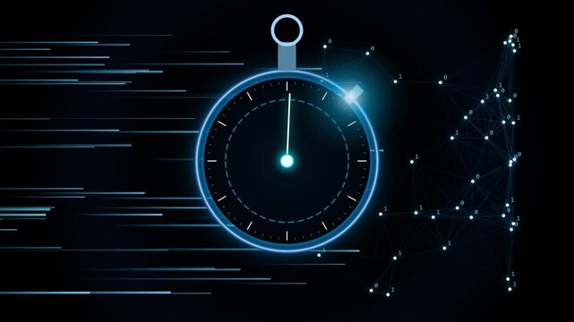 Speed timer concept with digital network background