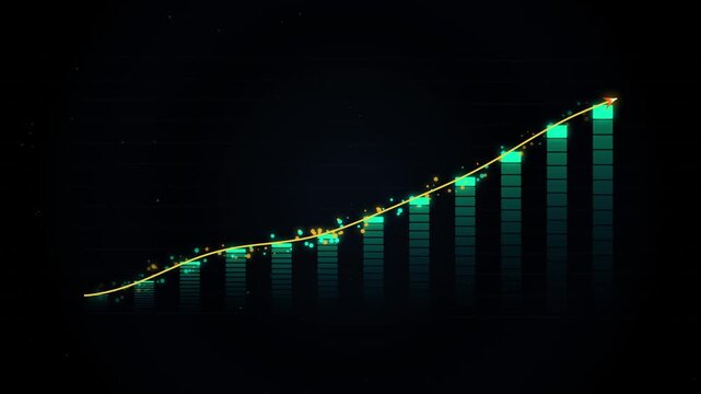Growth chart with rising arrow and bar graph