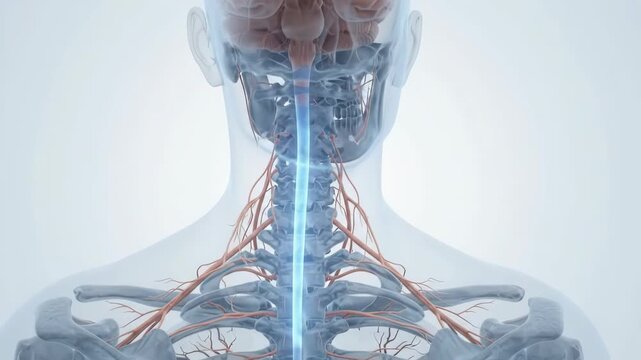3d medical anatomy showing brain and human nervous system