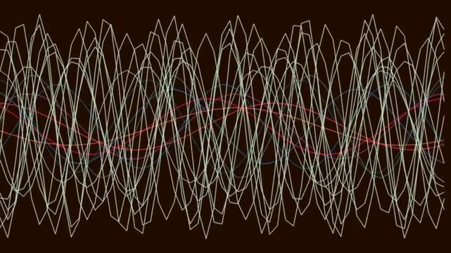 Abstract Waveforms Floating Across Dark Background in Dynamic Light Show