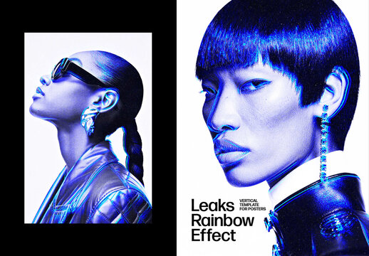 Vertical Neon Glow Photo Effect For Poster And Print Design