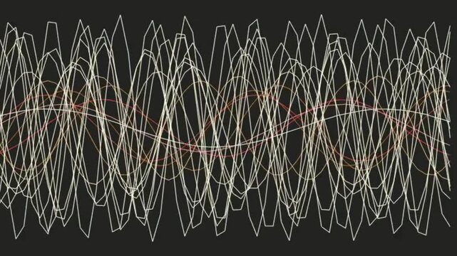 Waveforms in Motion Abstract Light Trails on Dark Background