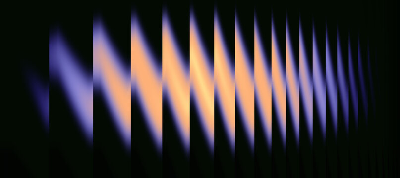 Abstract glowing light bars with dynamic color gradient and futuristic perspective on dark background