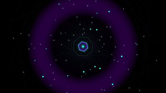 Abstract Hexagonal Nebula with Cosmic Particles during Deep Space Exploration