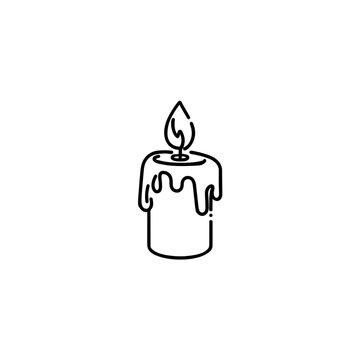 Burning candle line icon isolated on white background for Halloween decoration
