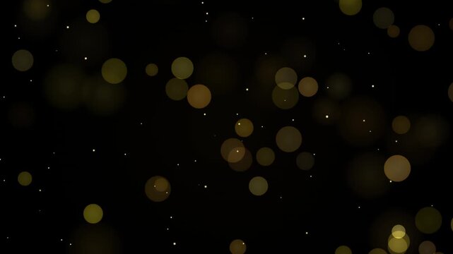 Golden bokeh particles gently float across a dark background with subtle motion