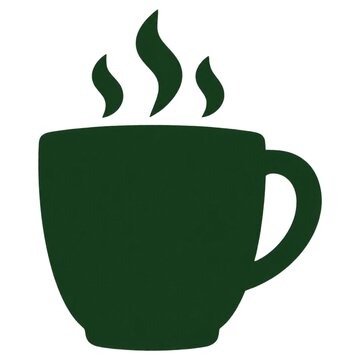 Simple Dark Green Coffee Mug with Steam Rising On White Background