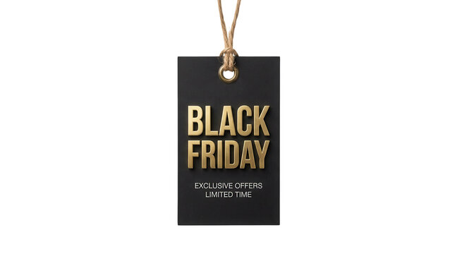 Black friday sale tag isolated on white isolated on transparent background