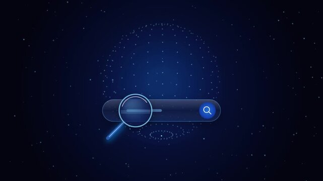 Digital search bar and globe in space