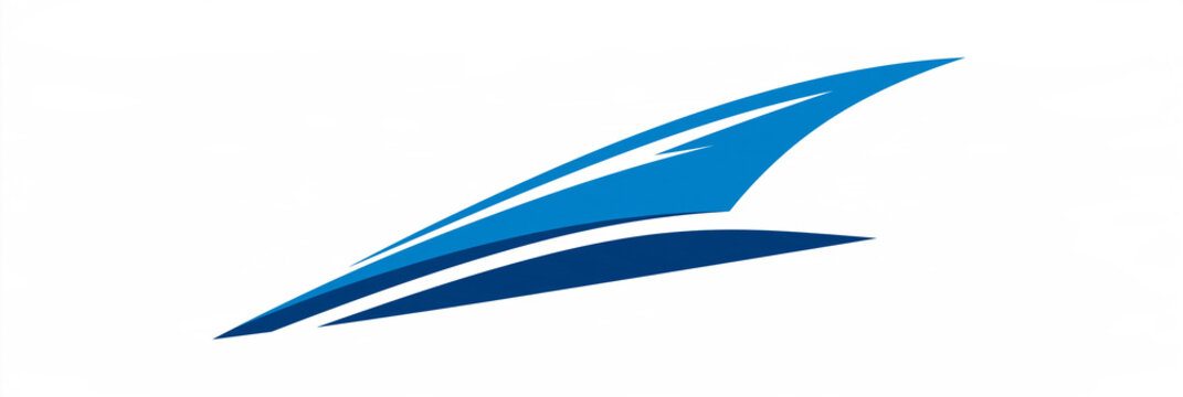 Blaues abstraktes Symbol mit Schwungform auf wei&szlig;em Hintergrund