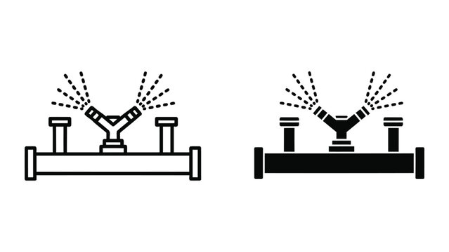 Irrigation sprinkler system head vector icon graphic set