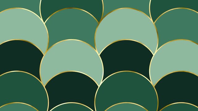 Art Deco Luxury Emerald and Gold Scales Seamless Loop 4K Motion Background Animation