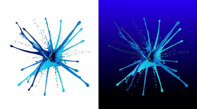 Dynamic blue paint splash explosion abstract background