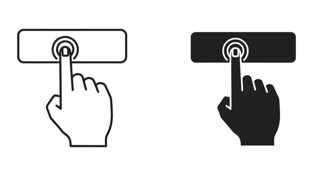 Finger touching button vector icon set for interactive UI isolated on transparent background