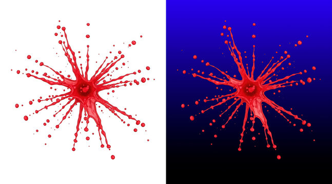 Dynamic red liquid splatter explosion abstract design