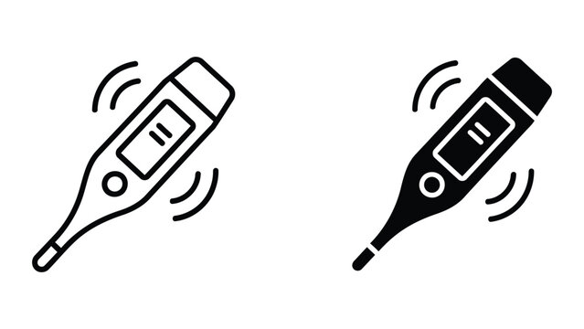 Digital body thermometer with signal waves icon isolated on white background vector