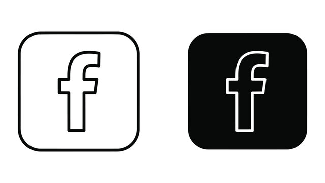 Facebook f letter logo vector set isolated on transparent background