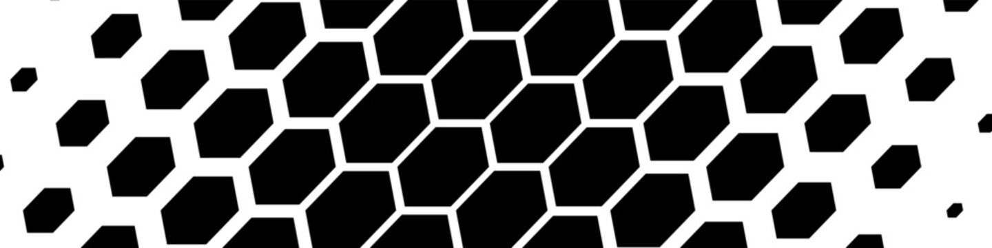 Halftone gradient hexagon fade background for web site, poster, visualization big data, banner, bussines card. Futuristic honeycomb