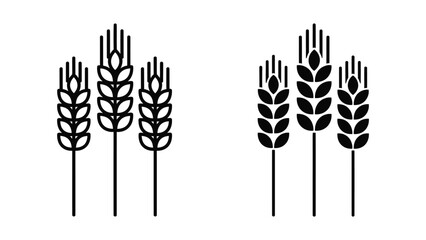 Obraz premium Three wheat stalks representing agriculture harvest and natural organic food vector
