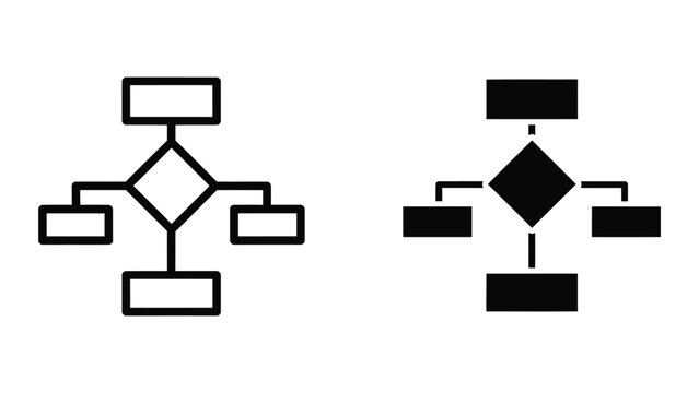 Flowchart diagram icon showing process and decision making in professional vector style