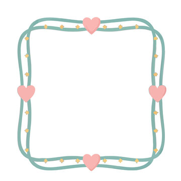 Decorative border with pink hearts and yellow stars