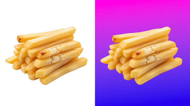 Golden crispy potato sticks split-screen comparison